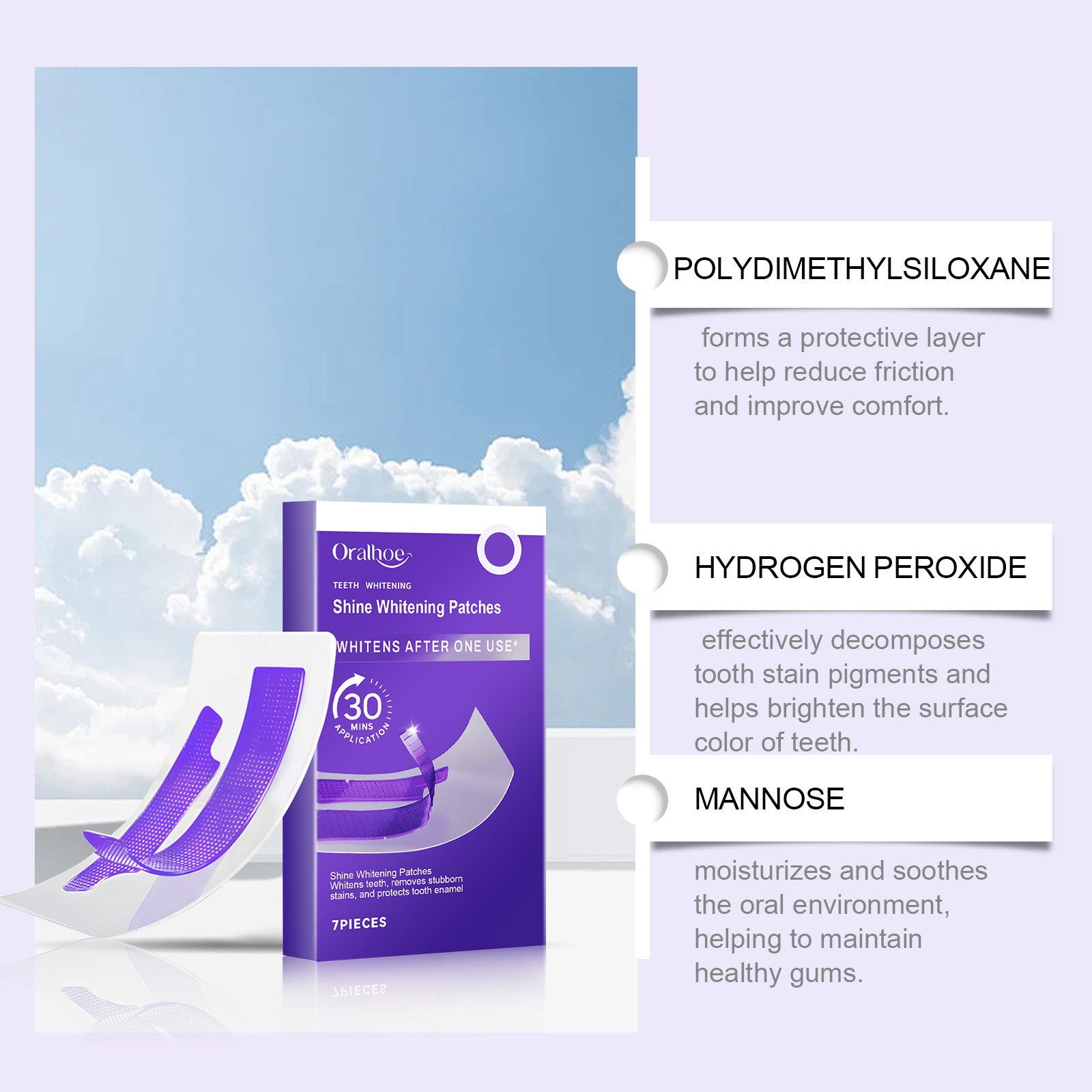 Purple Teeth Whitening Strips (7 pc)- Brighten your smile in 30 minutes!